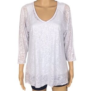 MIRACLEBODY by MIRACLESUIT white burnout fabric top over slimming tank top Large